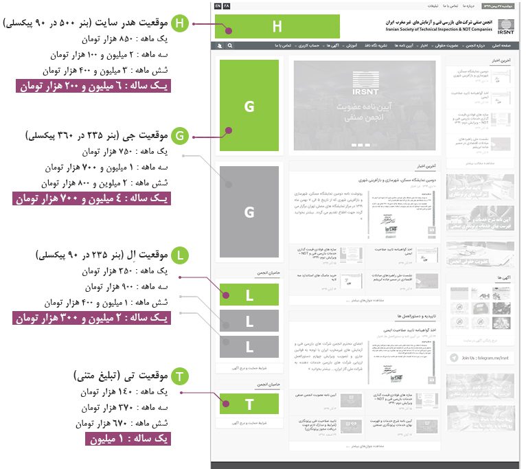 تعرفه تبلیغات در سایت انجمن